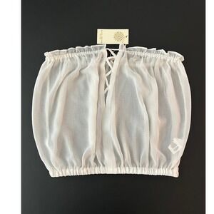 Ramy Brook Mika White Lace Up Strapless Tube Top NWT Small (1279)